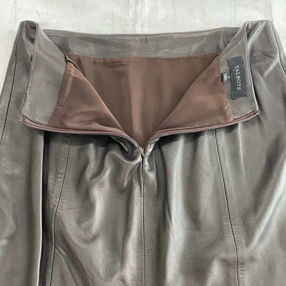 Talbots Skirt Women’s Size 6 Color Brown Leather Lined - Picture 10 of 10